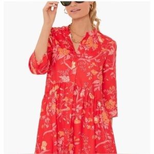 Tuckernuck Royal Shirt Dress Medium - Red and Orange Floral